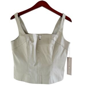 WORTH NWT Silk Blend Side Zipper Midriff Top Size 6 in Willow Green